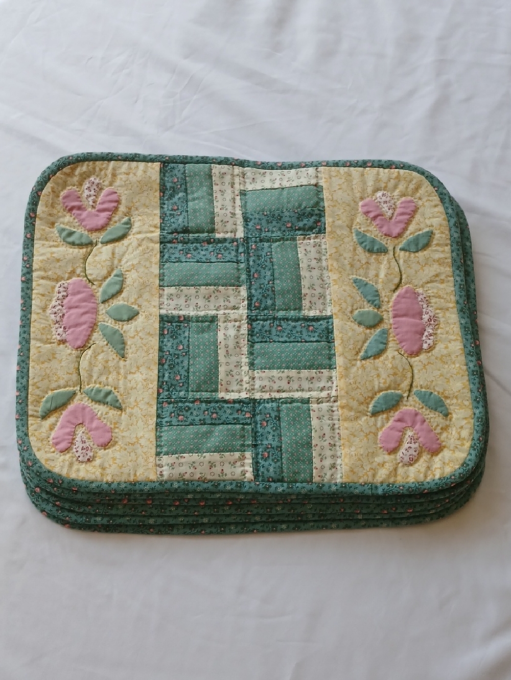 Handcrafted Quilted Reversible Placemats Set of 6